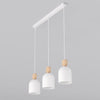 Suspension Mesi 3 lumières blanche, bois, H 11 cm