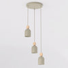 Suspension Mesi 3 lumières beige, bois, H 34 cm
