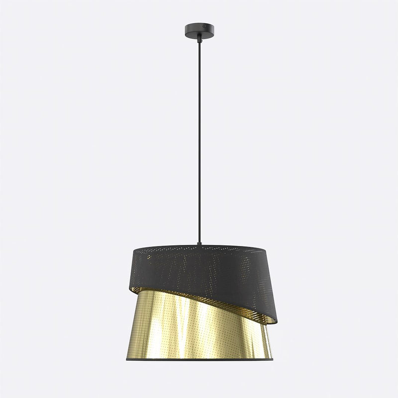 Suspension Canva noire, doré et noir