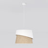 Suspension Canva blanche, rotin marron et blanc