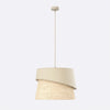 Suspension Canva beige, rotin marron et beige