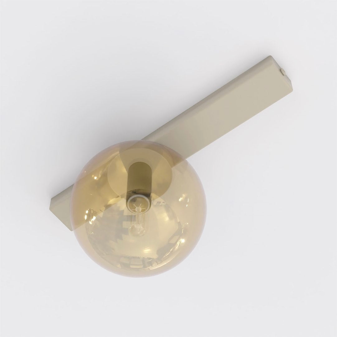 Plafonnier Fit noir, verre ambré