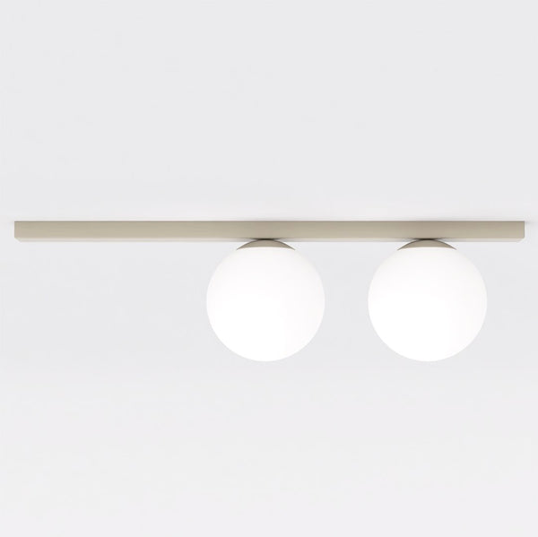 Plafonnier Fit 2 lumières noir, verre blanc, H 14 cm