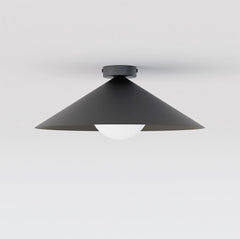 Plafonnier Mono noir, verre blanc, H 40 cm