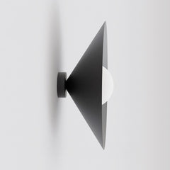 Applique murale Mono noire, verre blanc, H 40 cm