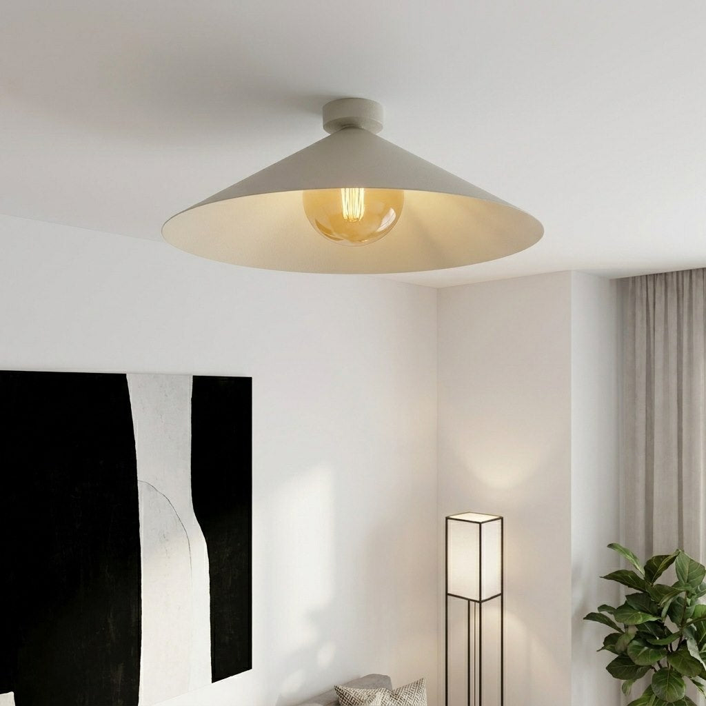 Plafonnier Mono beige, verre ambré, H 50 cm