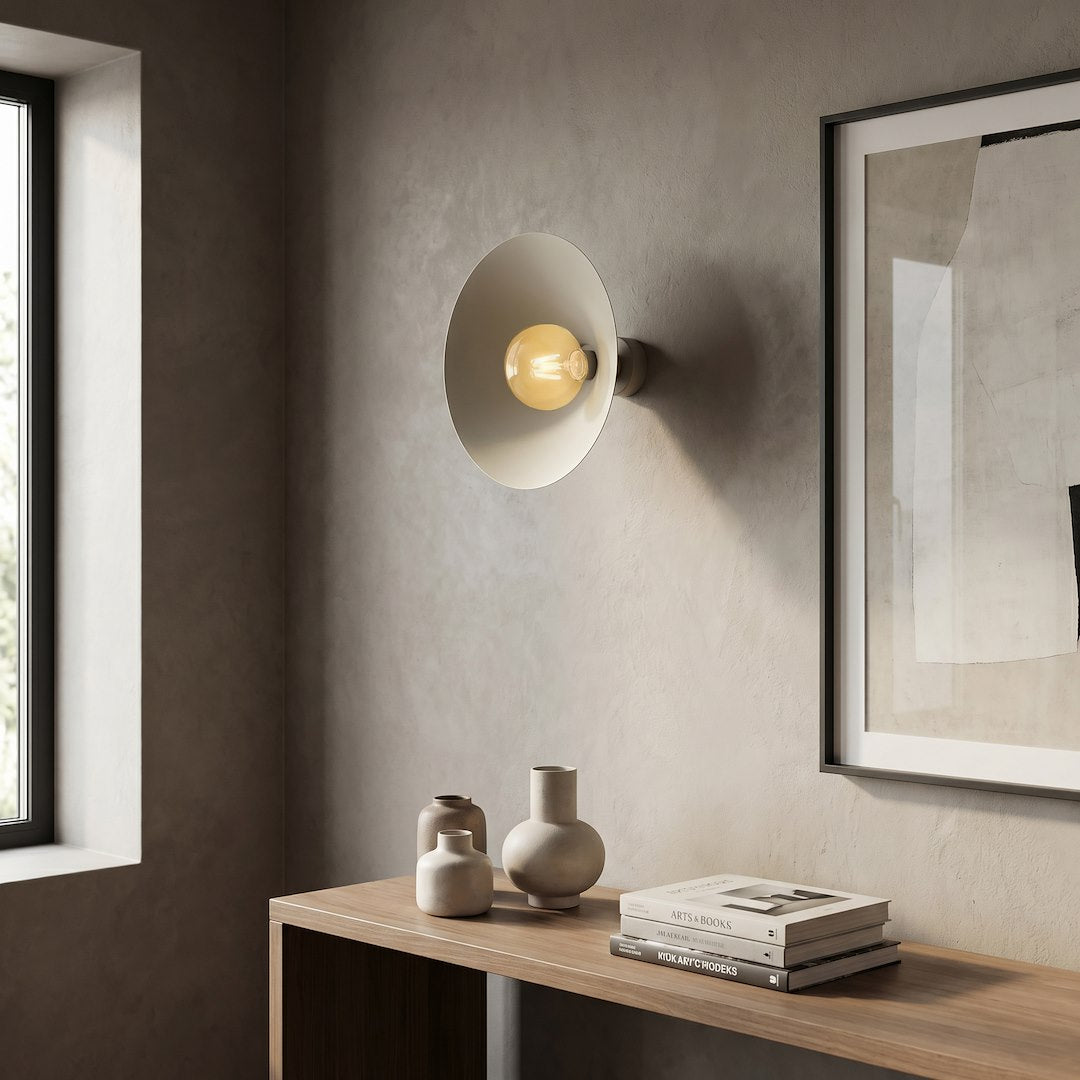 Applique murale Mono beige, verre ambré, H 40 cm