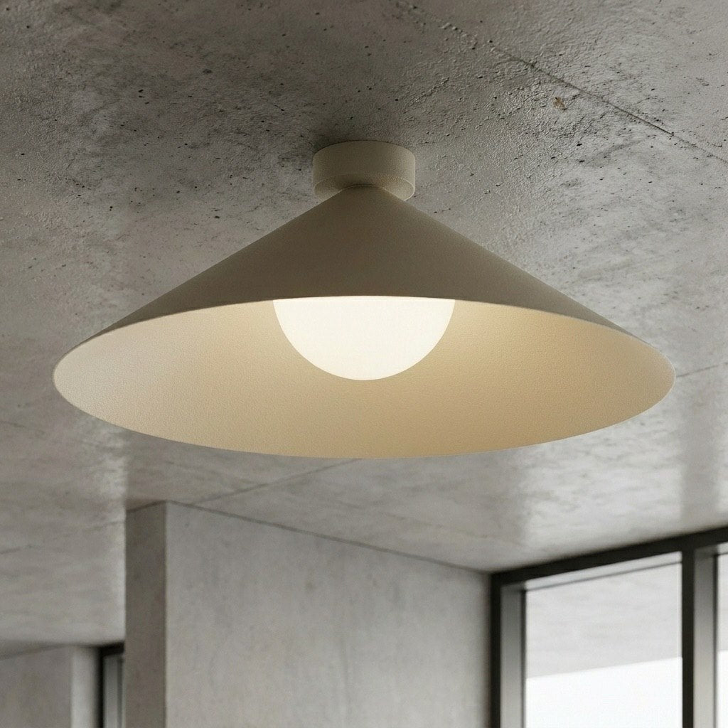 Plafonnier Mono beige, verre blanc, H 50 cm