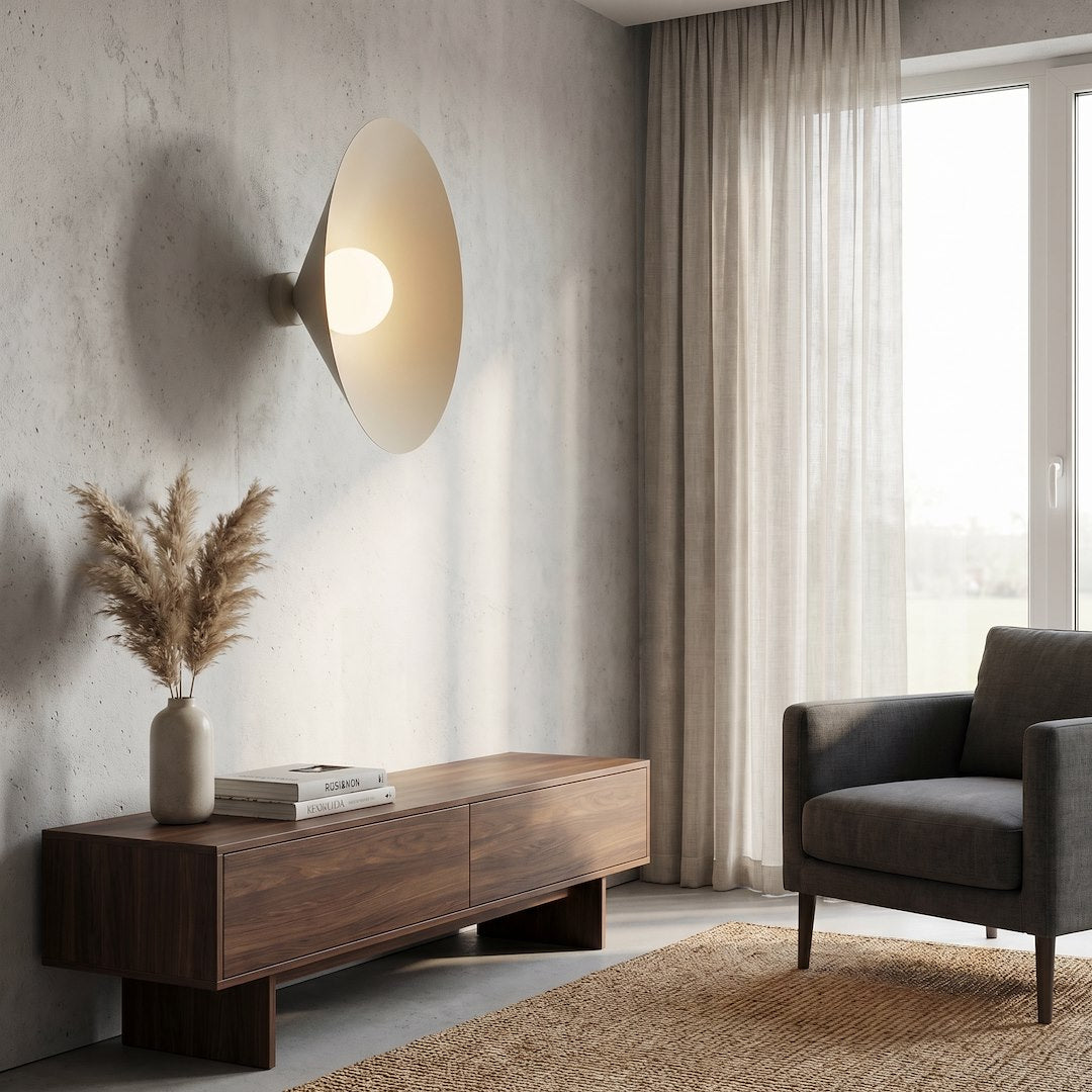 Applique murale Mono beige, verre blanc, H 50 cm