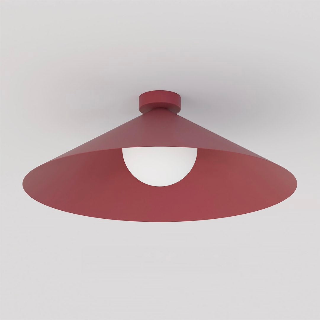 Plafonnier Mono bordeaux, verre bordeaux, H 50 cm
