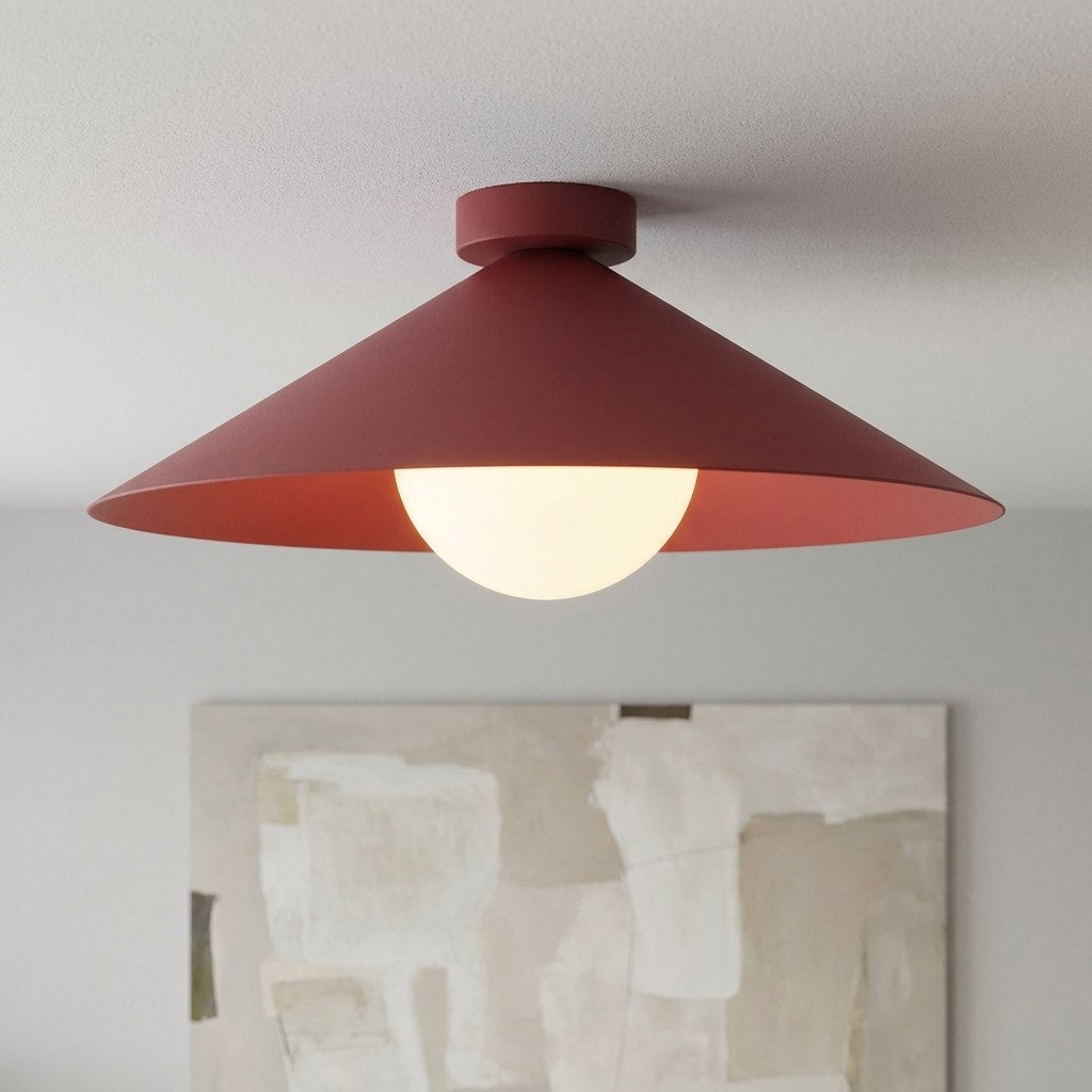Plafonnier Mono bordeaux, verre bordeaux, H 40 cm