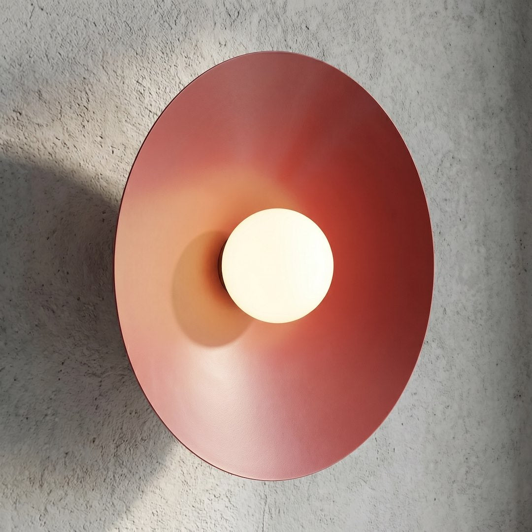 Applique murale Mono bordeaux, verre blanc, H 50 cm