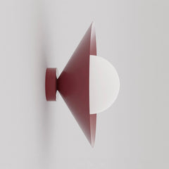 Applique murale Mono bordeaux, verre blanc, H 30 cm