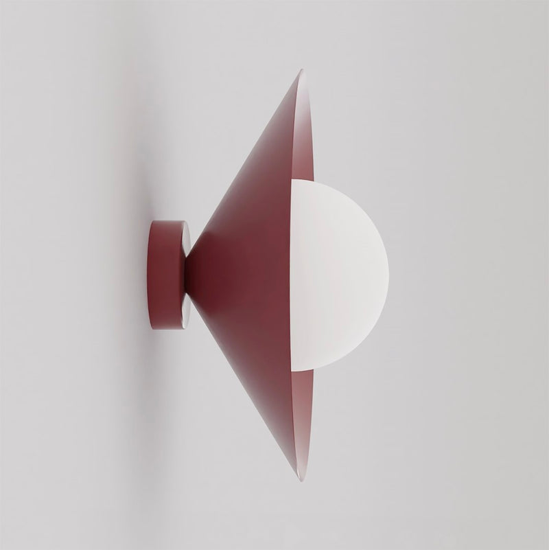 Applique murale Mono bordeaux, verre blanc, H 30 cm