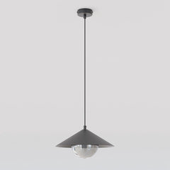 Suspension Mono noire, verre graphite, H 30 cm