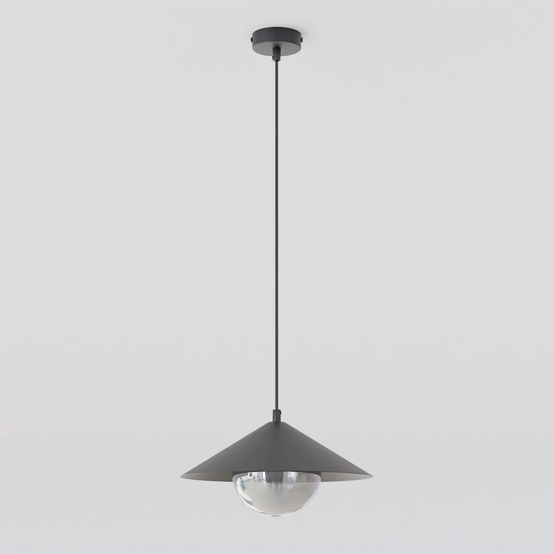 Suspension Mono noire, verre graphite, H 30 cm