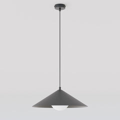Suspension Mono noire, verre blanc, H 40 cm