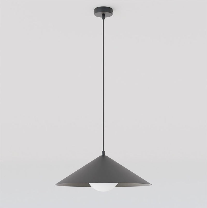 Suspension Mono noire, verre blanc, H 40 cm