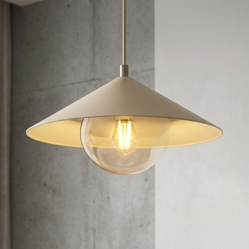 Suspension Mono beige, verre ambré, H 30 cm