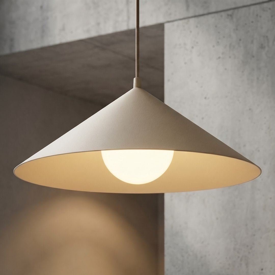 Suspension Mono beige, verre blanc, H 50 cm