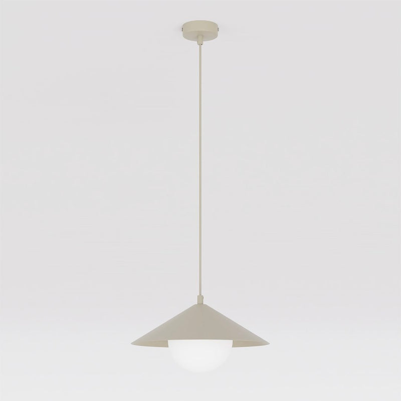 Suspension Mono beige, verre blanc, H 30 cm