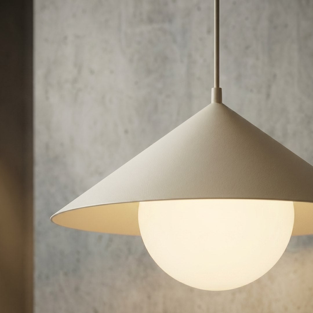 Suspension Mono beige, verre blanc, H 30 cm