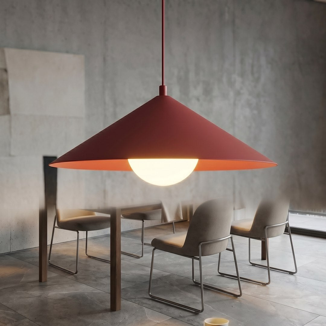 Suspension Mono bordeaux, verre blanc, H 40 cm