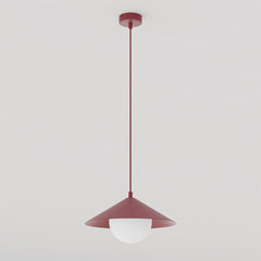 Suspension Mono bordeaux, verre blanc, H 30 cm