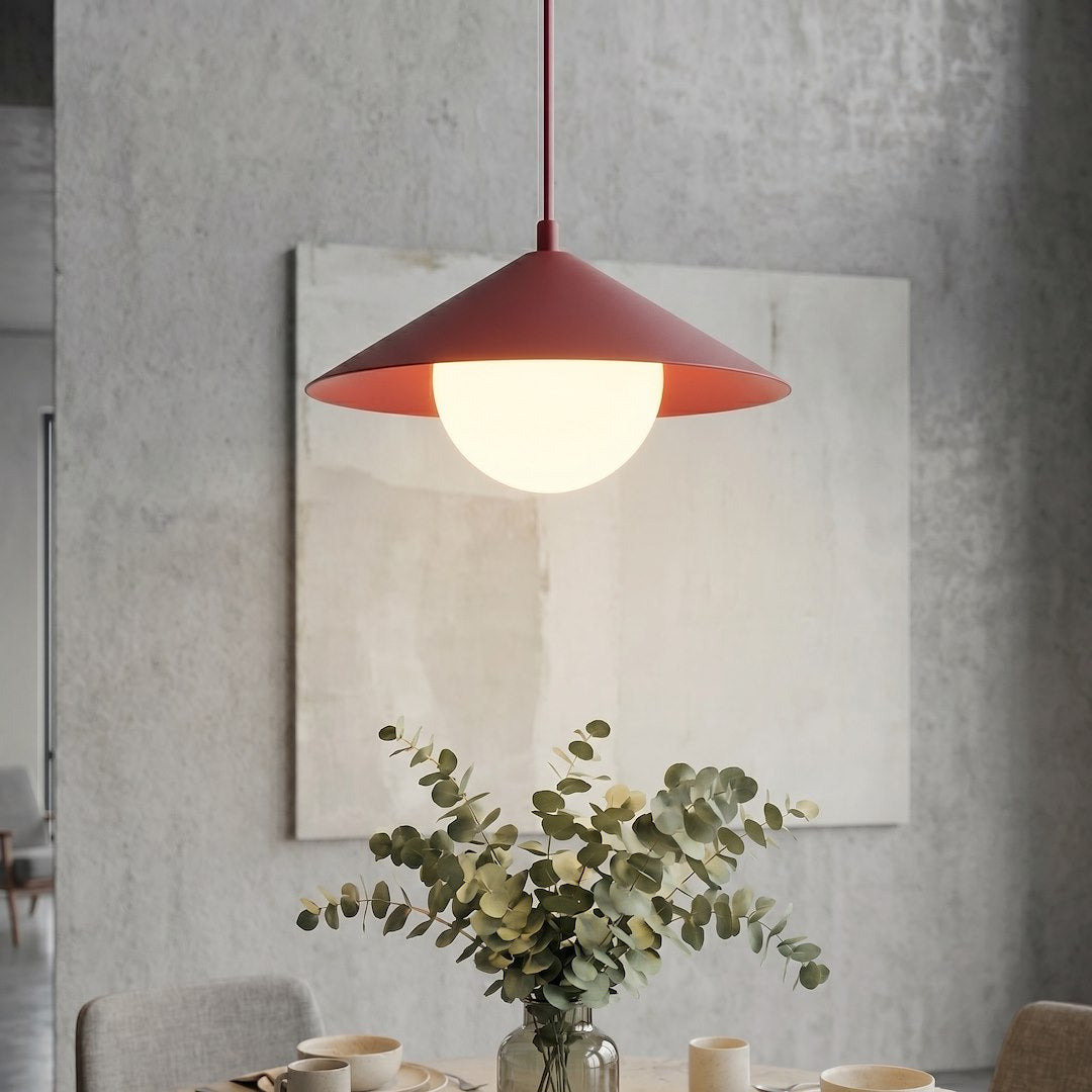 Suspension Mono bordeaux, verre blanc, H 30 cm