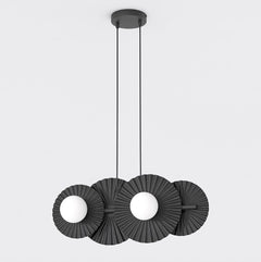 Suspension Umbra 4 lumières noire, verre blanc