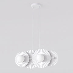 Suspension Umbra 4 lumières blanche, verre blanc