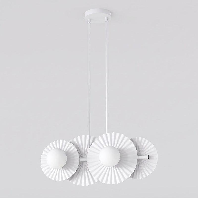 Suspension Umbra 4 lumières blanche, verre blanc