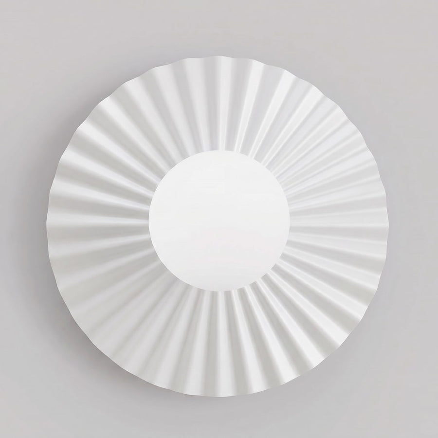 Vue de face de l'applique murale ronde blanche au centre lumineux