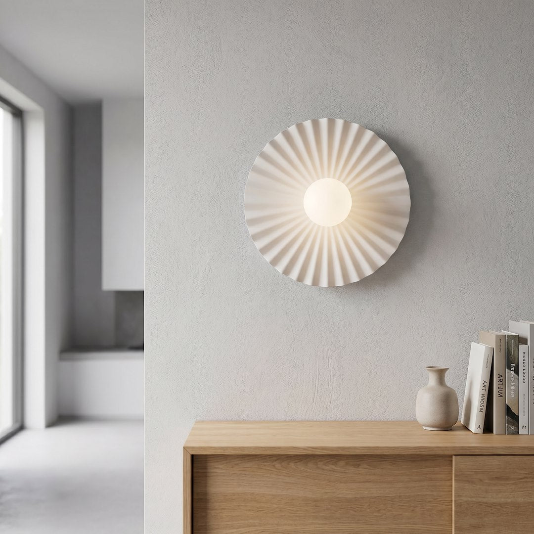 Applique murale Umbra blanche, verre blanc, P 25 cm