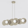 Suspension Umbra 6 lumières beige, verre blanc