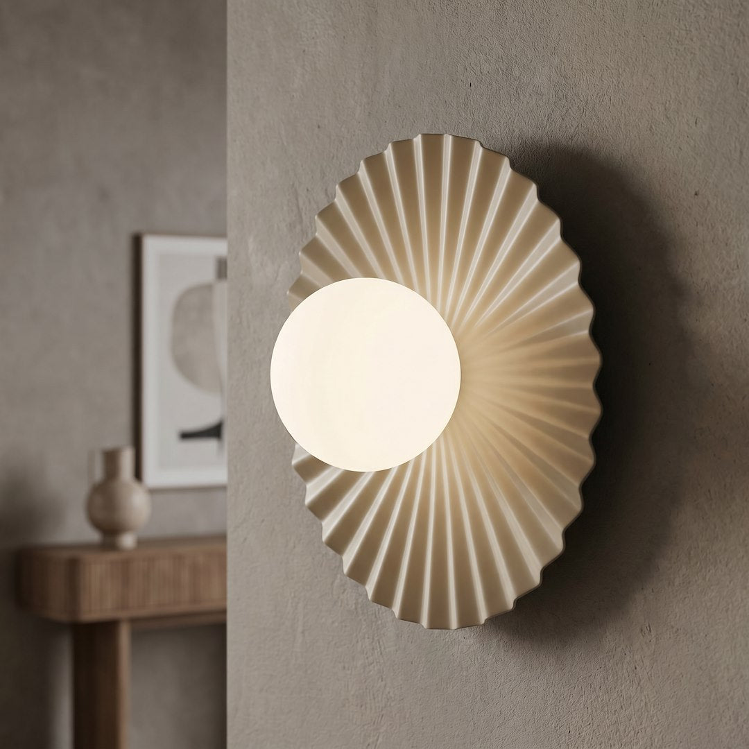 Applique murale Umbra beige, verre blanc, P 25 cm