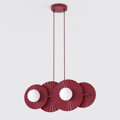 Suspension Umbra 4 lumières bordeaux, verre blanc