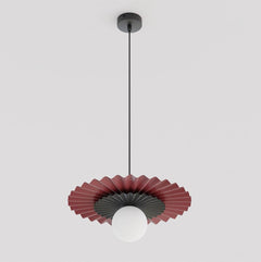 Suspension Umbra noire et bordeaux, verre blanc