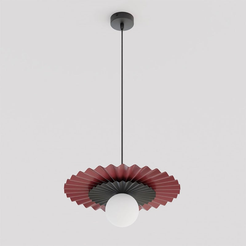 Suspension Umbra noire et bordeaux, verre blanc