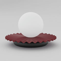Lampe à poser Umbra bordeaux et noire, verre blanc