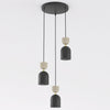 Suspension Gaudi 3 lumières noire et beige, H 34 cm