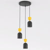 Suspension Gaudi 3 lumières noire et orange, H 34 cm