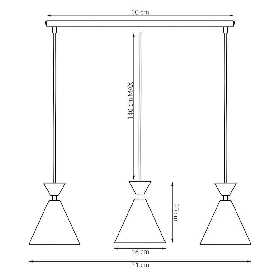 Suspension Klever 3 lumières beige
