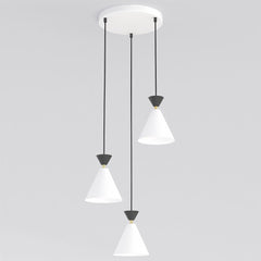 Suspension Klever 3 lumières blanche et noire, H 40 cm