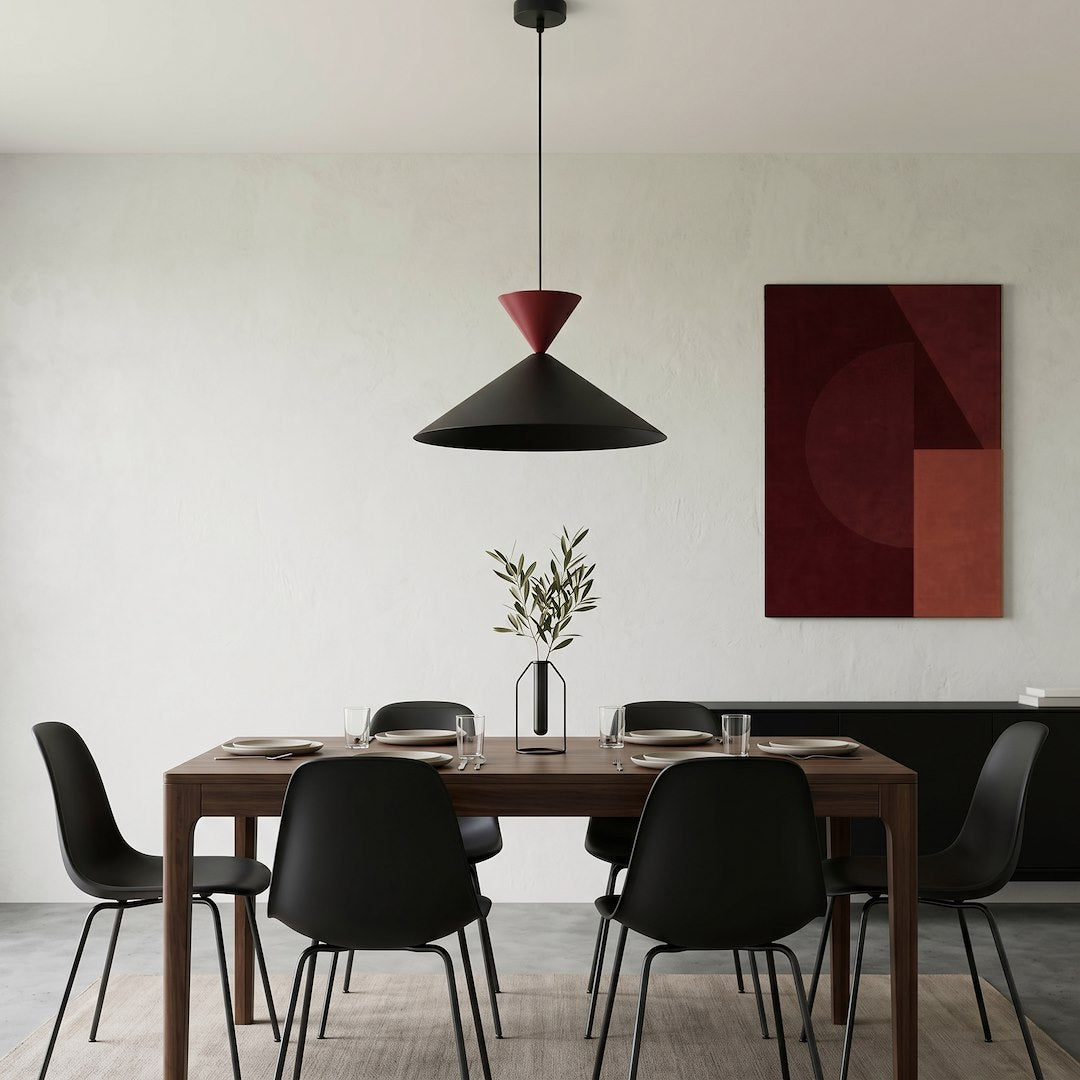 Suspension Ralf noire et bordeaux, H 40 cm