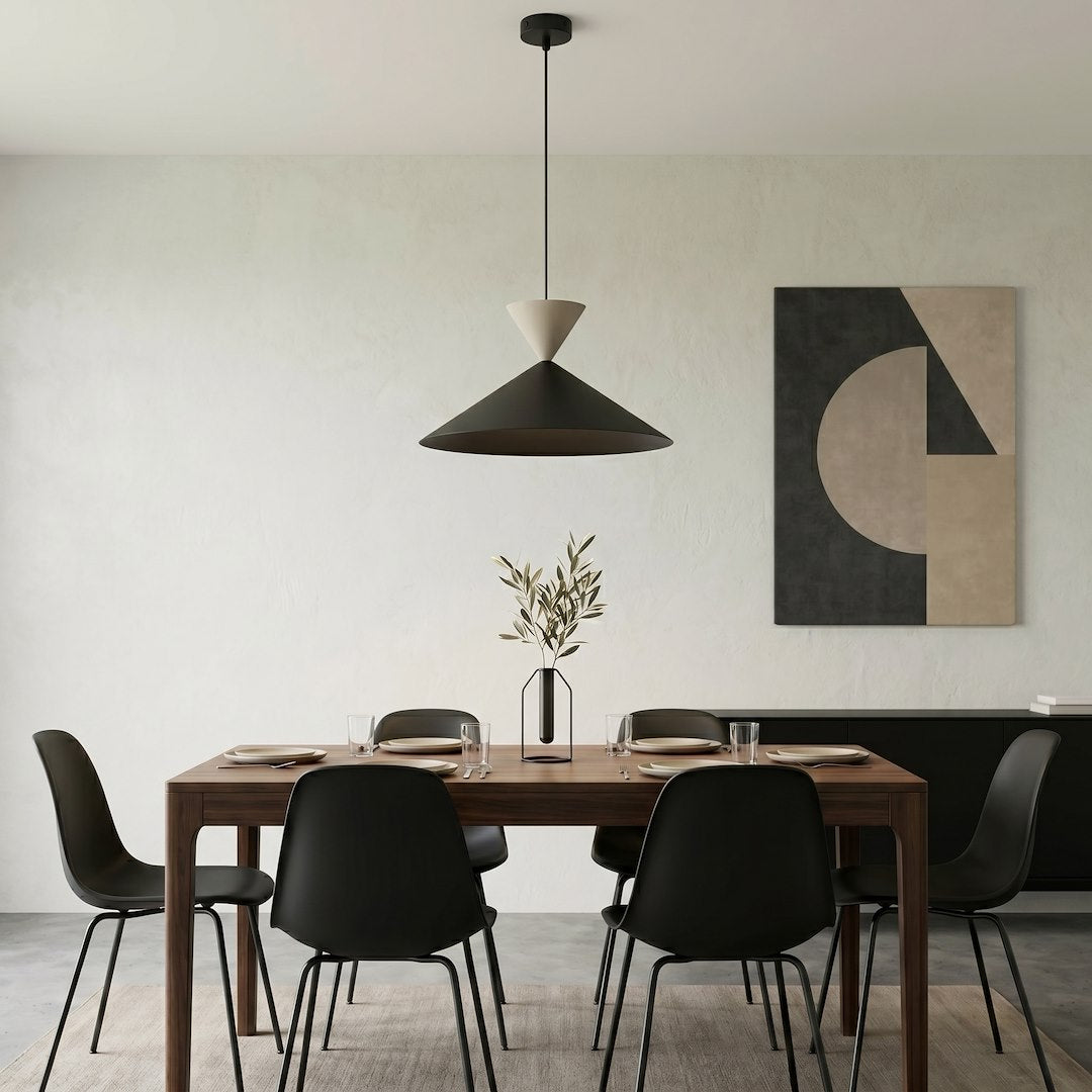 Suspension Ralf noire et beige, H 40 cm