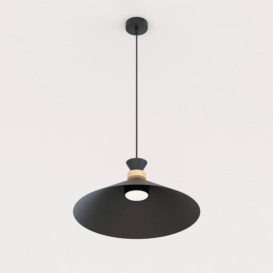 Vue de dessous montrant l'ouverture circulaire et l'intérieur du cône noir