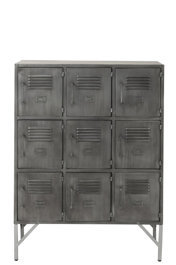 Armoire Métallique Argentée 9 Portes | Ayla