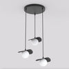 Suspension Flora 3 lumières noire, verre blanc