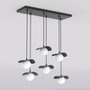 Suspension Flora 6 lumières noire, verre blanc